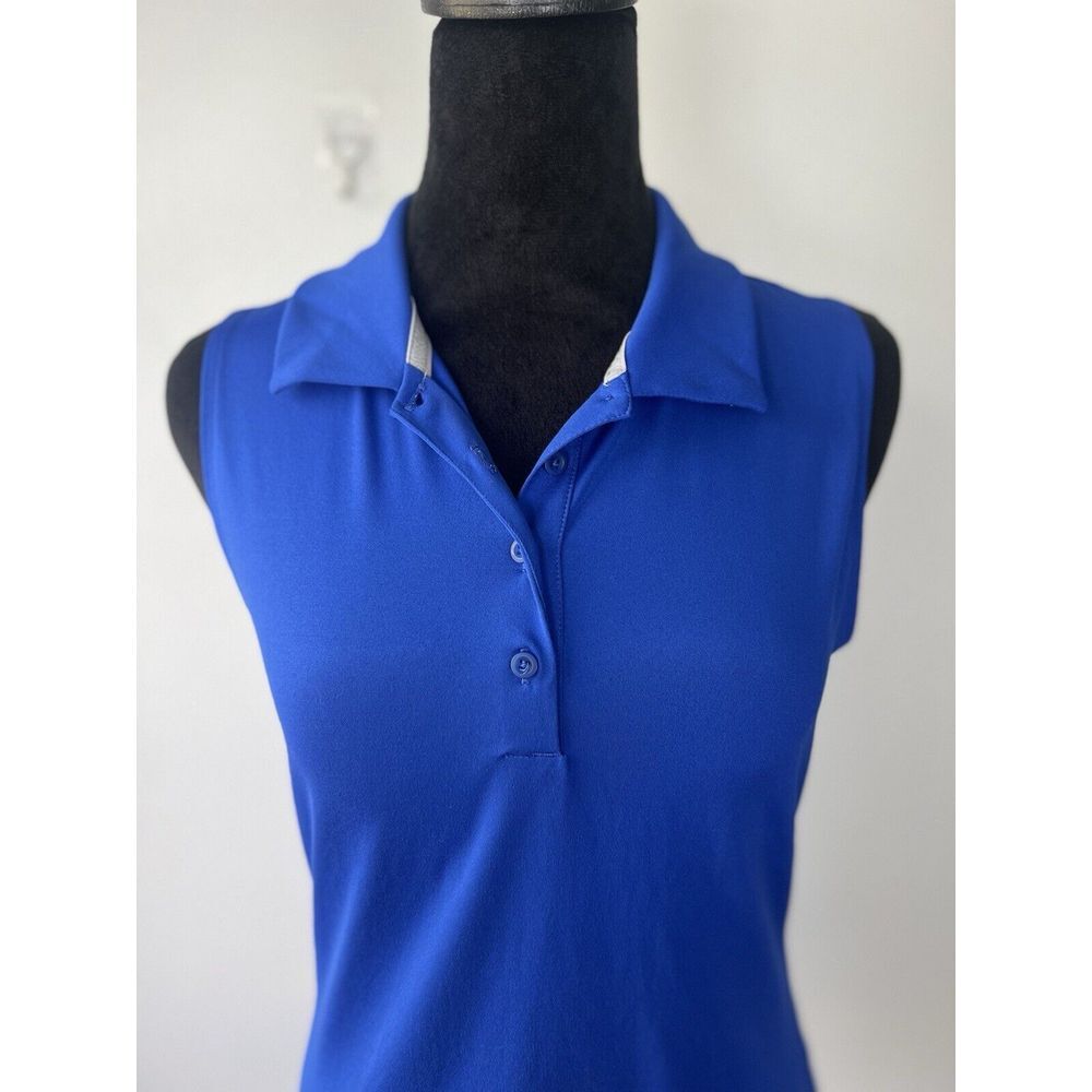 Under Armour Golf Polo Shirt Womens Small Blue Heat Gear UPF 30 Sleeveless - Picture 2 of 13